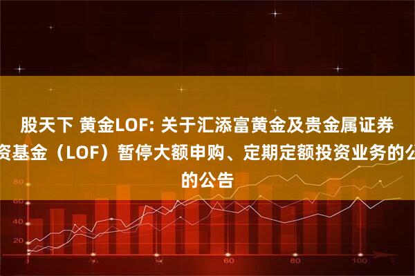 股天下 黄金LOF: 关于汇添富黄金及贵金属证券投资基金（LOF）暂停大额申购、定期定额投资业务的公告